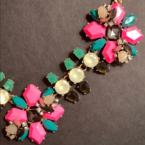 J. Crew Statement Necklace - Hot Pink & Teal - Picture 5 of 5